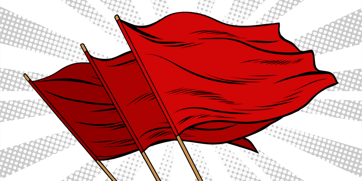 Pop art illustration of 3 red flags