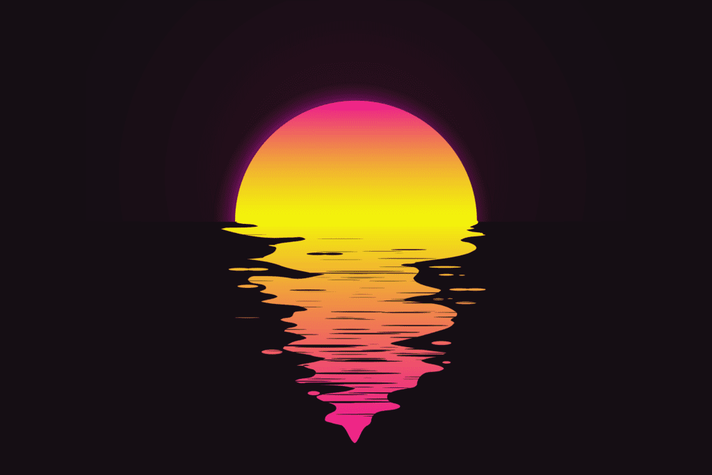 Sunset on a black background