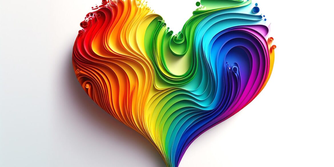 heart in rainbow colors representing lgbtq prenups