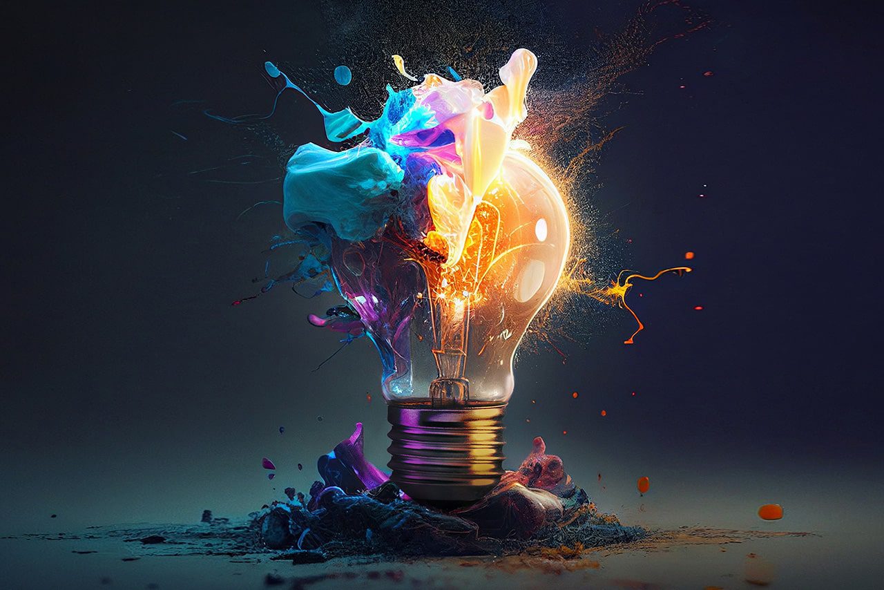 light bulb explodes with colorful paint representing cons of domestic partnership