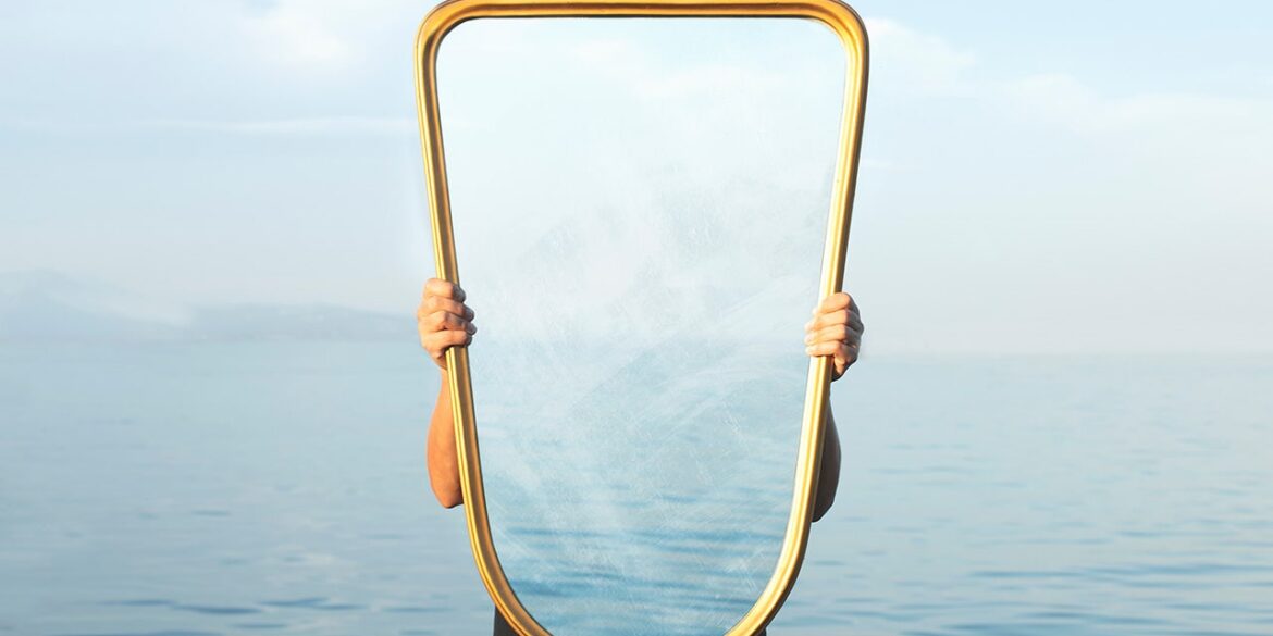 Surreal image of a transparent mirror