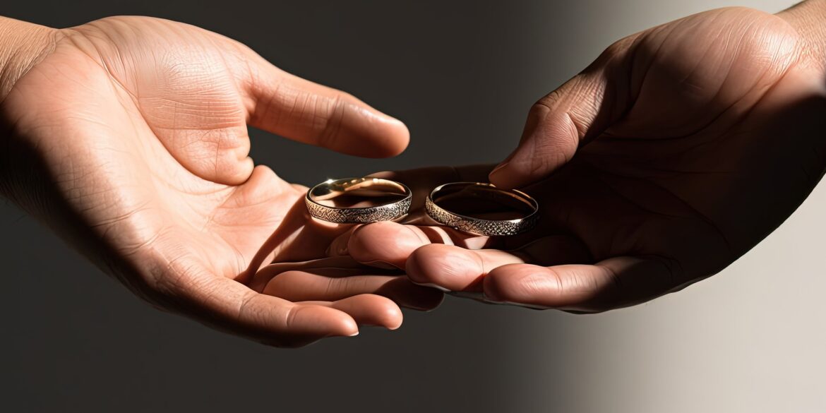 Hands holding rings representing contracts